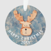 Niedlicher Hirsch Cartoon Frohe Weihnachtskinder Ornament (Vorderseite)