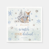 Niedlicher Hirsch Winter Onederland Boy Geburtstag Serviette (Vorderseite)