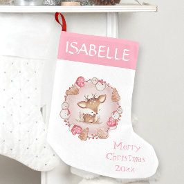 Niedlicher Hirschpink-Strumpf für Mädchen Kleiner Weihnachtsstrumpf