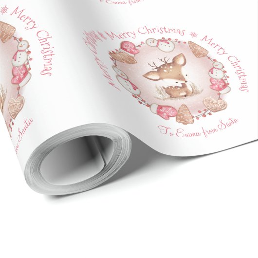 Niedlicher Hirtenname Rosa Weihnachtswrapping Papi Geschenkpapier (Rolleneckpunkt)