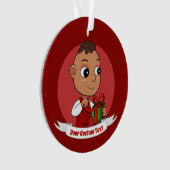 Niedlicher hispanischer Weihnachtsbaby-Cartoon Ornament (Vorderseite)