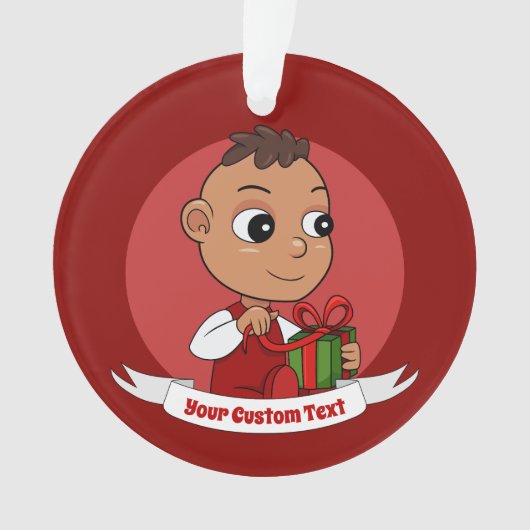 Niedlicher hispanischer Weihnachtsbaby-Cartoon Ornament (Vorderseite)