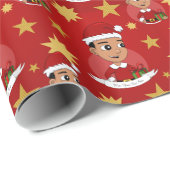 Niedlicher hispanischer Weihnachtsjunge Cartoon Geschenkpapier (Rolleneckpunkt)