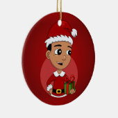 Niedlicher hispanischer Weihnachtsjunge Cartoon Keramik Ornament (Rechts)