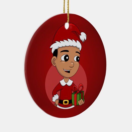 Niedlicher hispanischer Weihnachtsjunge Cartoon Keramik Ornament (Rechts)