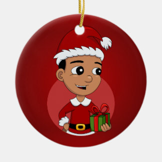 Niedlicher hispanischer Weihnachtsjunge Cartoon Keramik Ornament