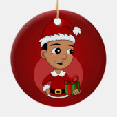Niedlicher hispanischer Weihnachtsjunge Cartoon Keramik Ornament (Hinten)