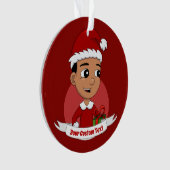 Niedlicher hispanischer Weihnachtsjunge Cartoon Ornament (Vorderseite)