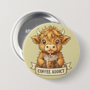 Niedlicher Hochlandkuhkaffee Addict Funny Drink Ka Button