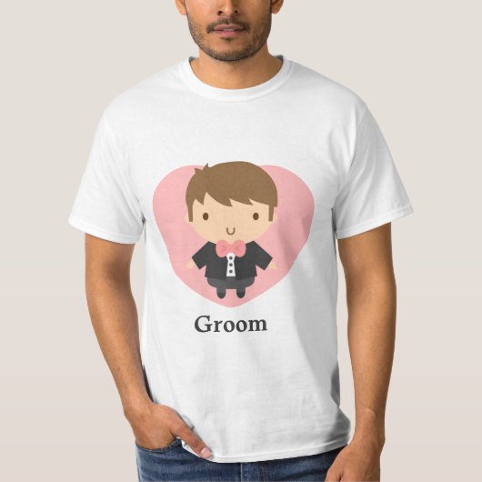 Niedlicher Hochzeitsgroom in Tuxedo T-Shirt (Vorderseite)
