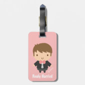 Niedlicher Hochzeitsgroomboe in Tuxedo Gepäcktag Gepäckanhänger (Rückseite vertikal)