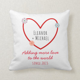 Niedlicher Hochzeitstag und Namen Liebe Herz Kissen