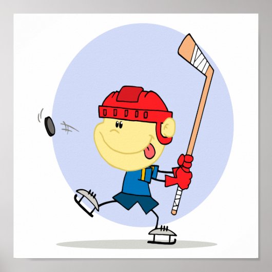 niedlicher Hockey-Cartoon Poster (Vorne)