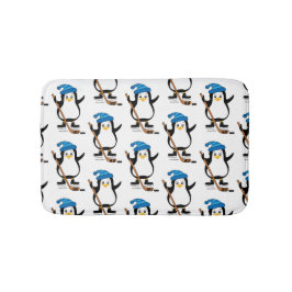 Niedlicher Hockey-Penguin mit Hockeyschläger Badematte