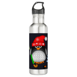 Niedlicher Hockey Penguin mit rotem Hut und Trinkflasche