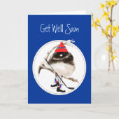 Niedlicher Hockey-Sport-Bird in Kürze Karte (Gelbe Blume)