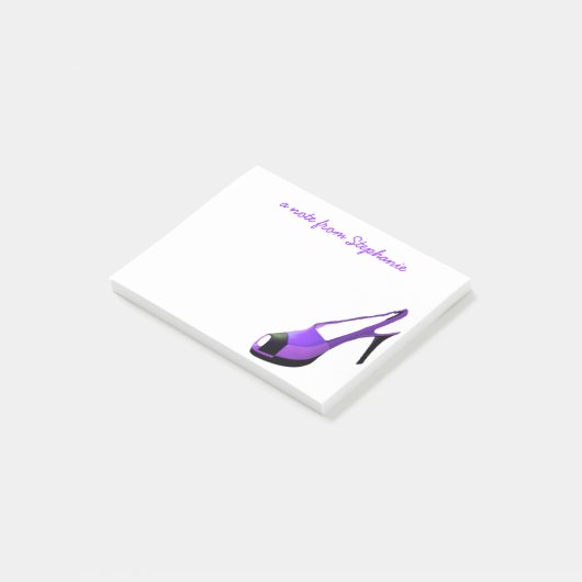 Niedlicher hohe Fersen-Schuh lila Post-it Klebezettel (angewinkelt)