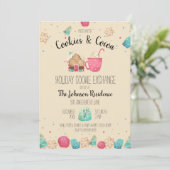 Niedlicher Holiday Cookie Exchange Cookies & Kakao Einladung (Stehend Vorderseite)