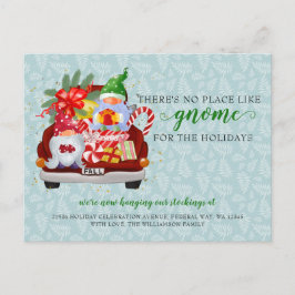 Niedlicher Holiday Gnome Red Truck Wir haben uns b Postkarte