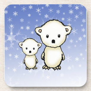 Niedlicher Holiday Polar Bears Set der Untersetzer