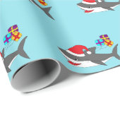 Niedlicher Holiday Shark Geschenkpapier (Rolleneckpunkt)
