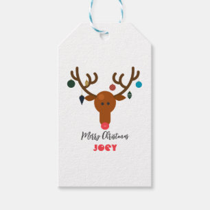 Niedlicher Holiday Whimsical Rentier Weihnachtsbal Geschenkanhänger
