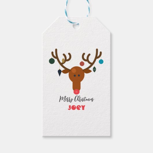 Niedlicher Holiday Whimsical Rentier Weihnachtsbal Geschenkanhänger (Vorderseite)