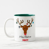 Niedlicher Holiday Whimsical Rentier Weihnachtsbal Zweifarbige Tasse (Links)