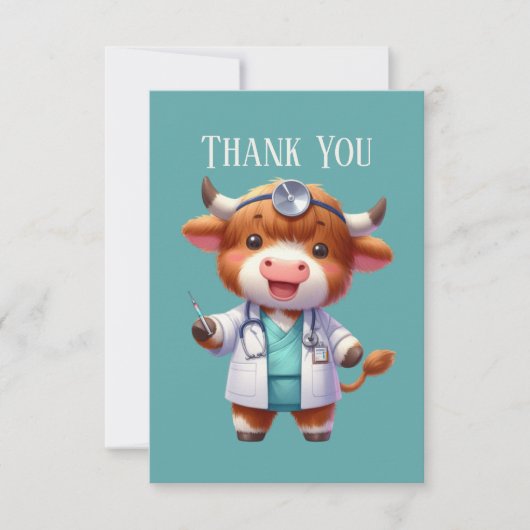Niedlicher Höllenkuh Doctor: Nachricht hinzufügen Dankeskarte (Vorderseite)