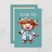 Niedlicher Höllenkuh Doctor: Nachricht hinzufügen Dankeskarte (Vorne/Hinten)