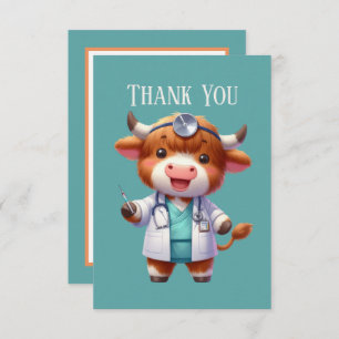 Niedlicher Höllenkuh Doctor: Nachricht hinzufügen Dankeskarte