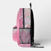 Niedlicher Holografischer Glitzer Pink Girly Bedruckter Rucksack (Rechts)