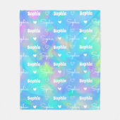 Niedlicher holografischer Name, personalisiert gur Fleecedecke (Vorderseite)