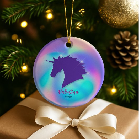 Niedlicher Hologramm-Einhorn, mädchenhaft Keramik Ornament