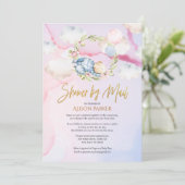 Niedlicher Holzbär Pink Sky Baby Dusche von Mail Einladung (Stehend Vorderseite)