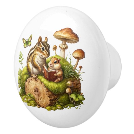 Niedlicher Holzfäller Chipmunk Keramikknauf (Rechts)