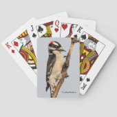 Niedlicher Holzspecht auf Obstbaum Spielkarten (Rückseite)