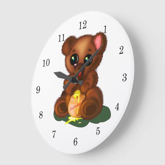 Niedlicher Honigbär Große Wanduhr (Winkel)