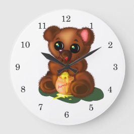 Niedlicher Honigbär Große Wanduhr