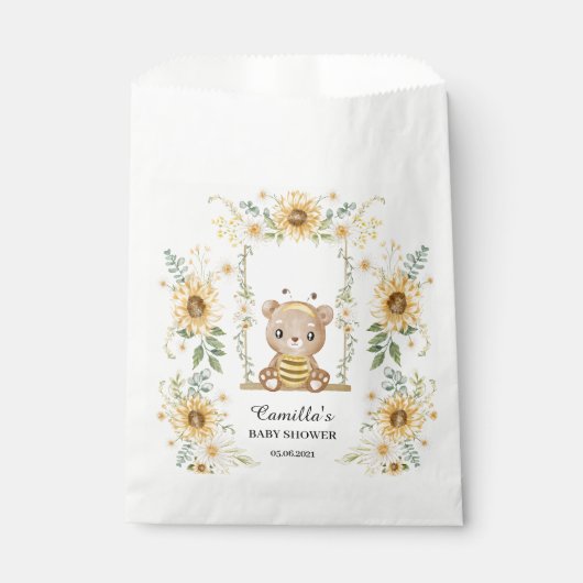 Niedlicher Honigbär mit Sonnenblumen Geschenktütchen (Vorderseite)