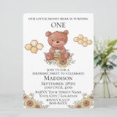 Niedlicher Honigbär mit Sonnenblumen und Honigwabe Einladung (Stehend Vorderseite)