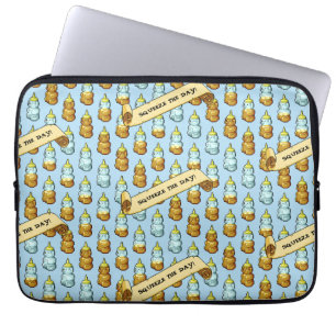 Niedlicher Honigbär presse den Tag! 80er Retro Art Laptopschutzhülle