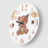 Niedlicher Honigbär und Bienen Große Wanduhr (Winkel)