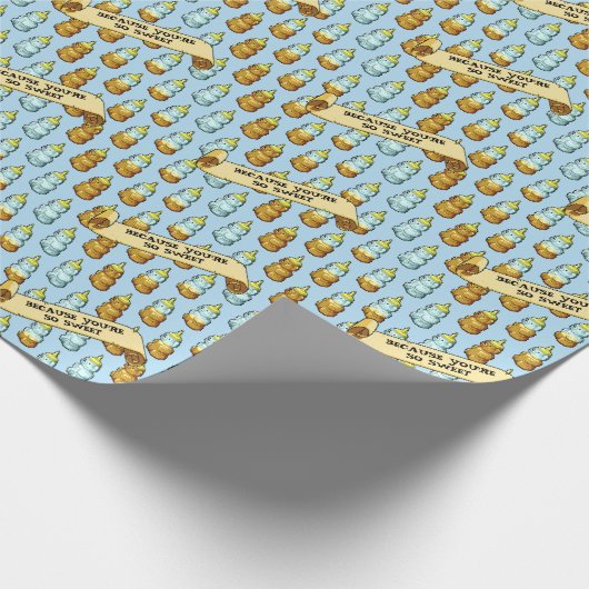 Niedlicher Honigbär, weil Sie so süß sind 80er Ret Geschenkpapier (Ecke)