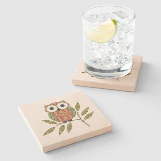 Niedlicher Hoot Owl Stone Untersetzer (Seitenansicht)