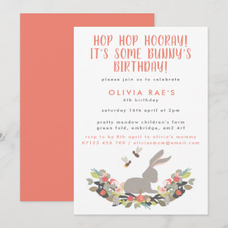 Niedlicher Hop Hop Hooray Kindergeburtstag Einladung