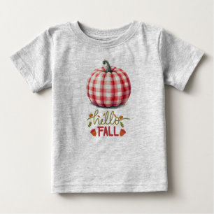 Niedlicher Hopfenfall karierter Kürbis Baby T-shirt