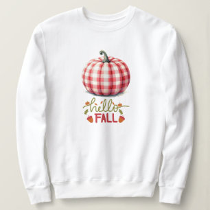 Niedlicher Hopfenfall karierter Kürbis Sweatshirt