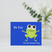 niedlicher Hopping-Frosch "Be Fair" Postkarte (Stehend Vorderseite)