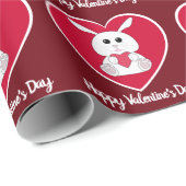 Niedlicher Hoppy Valentinstag Rotes Herzmuster Geschenkpapier (Rolleneckpunkt)